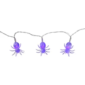 10 LED Fairy Light Battery Operated Purple Spider - White LED Purple Emit