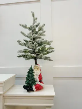 2 FT Snowy Allison Pine Pottable Tree With Santa Claus Base