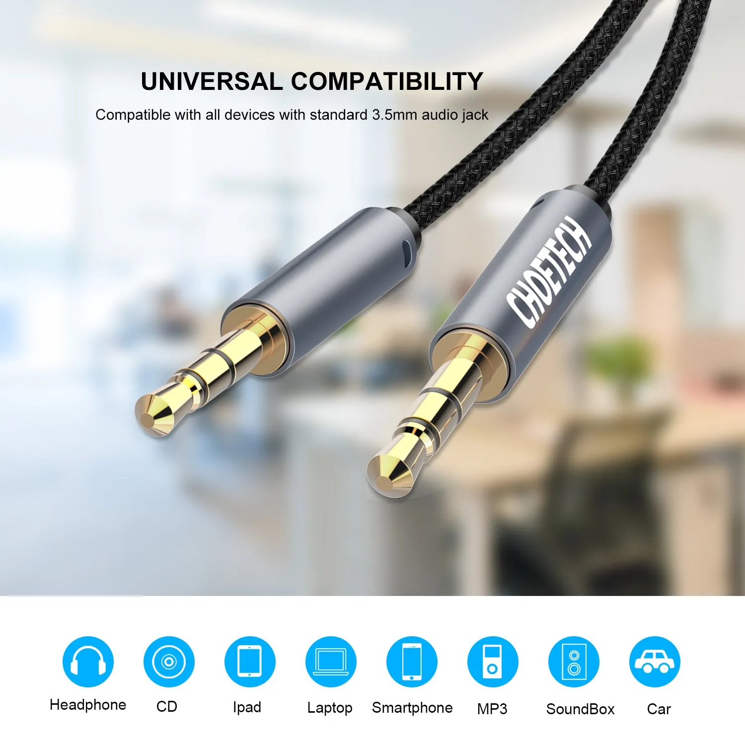 AUX002 Choetech 3.5mm Male to Male Audio Aux Cable