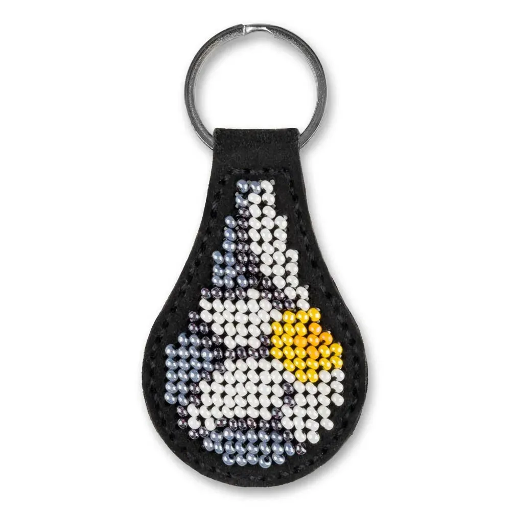 Bead embroidery kit on artificial leather Key ring  FLBB-090