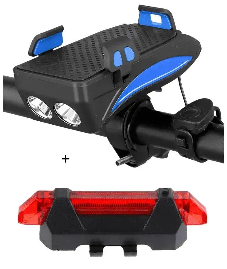 Bike Phone Holder w/ Charging, Bell, Power Bank & Lamp