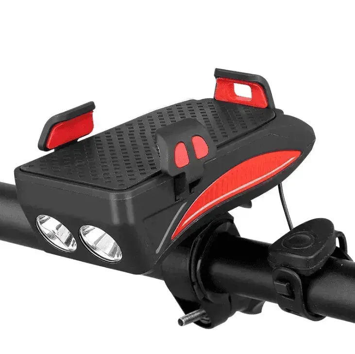 Bike Phone Holder w/ Charging, Bell, Power Bank & Lamp