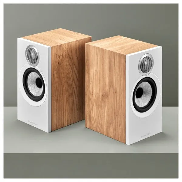 Bowers & Wilkins 607 S3 Bookshelf Speakers Oak with FS-600 S3 Silver Stands