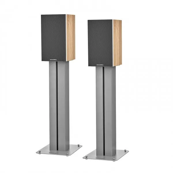 Bowers & Wilkins 607 S3 Bookshelf Speakers Oak with FS-600 S3 Silver Stands