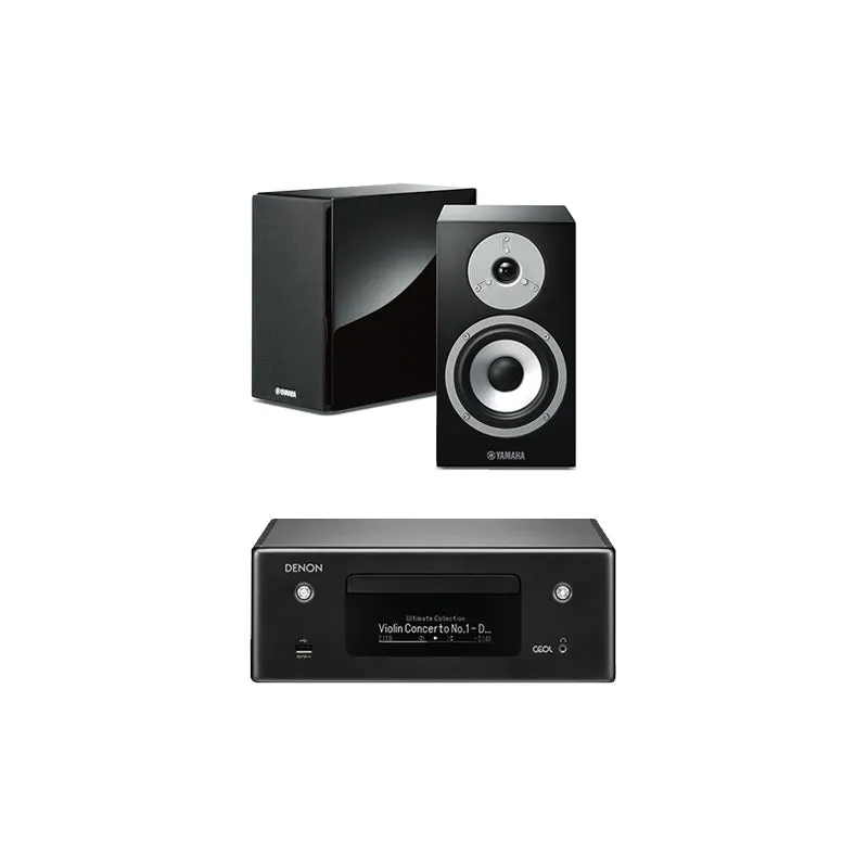 Denon CEOL N10 RCDN10 HiFi Network CD Receiver with Yamaha NSBP401 Bookshelf Speakers Black