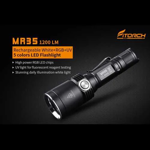 Fitorch MR35 XP-L2 1200Lumens 5lightcolors Rechargeable Portable UV LED Flashlight