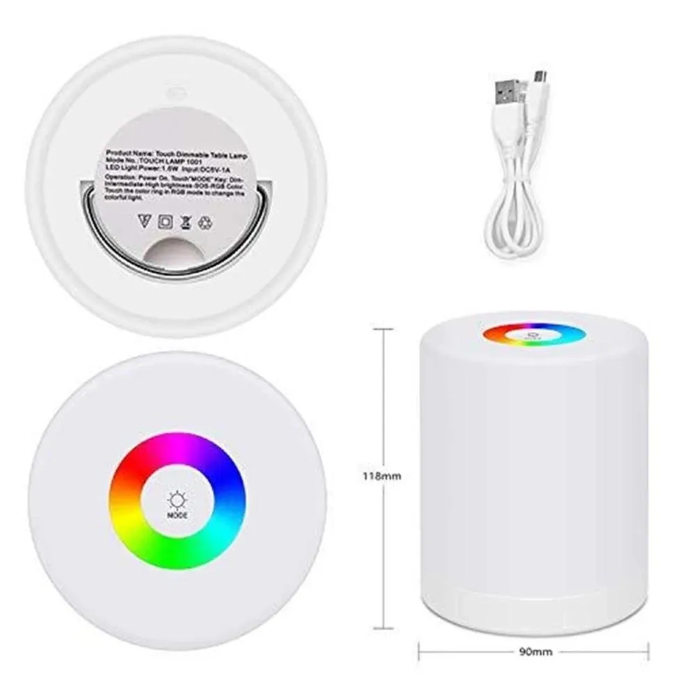 Innovative LED Touch Control Night Light Induction Dimmer Lamp Smart Bedside Lamp RGB Color USB Change Rechargeable Night Lamp