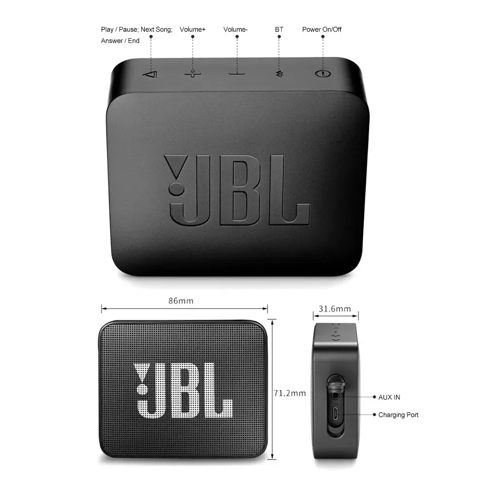 IPX7 Waterproof JBL GO 2 Wireless Bluetooth Speaker for Outdoor -IPX7 Speaker