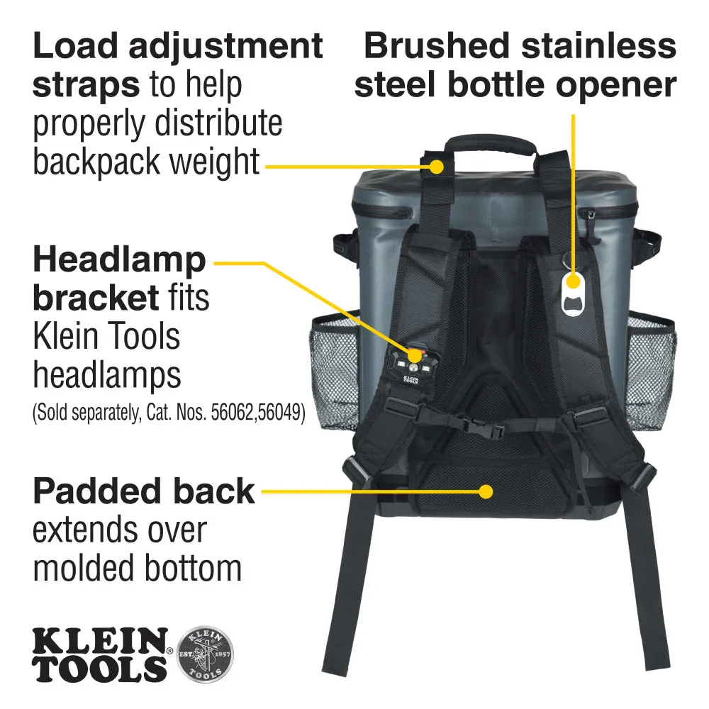 Klein 62810BPCLR Backpack Cooler, Insulated, 30 Can Capacity