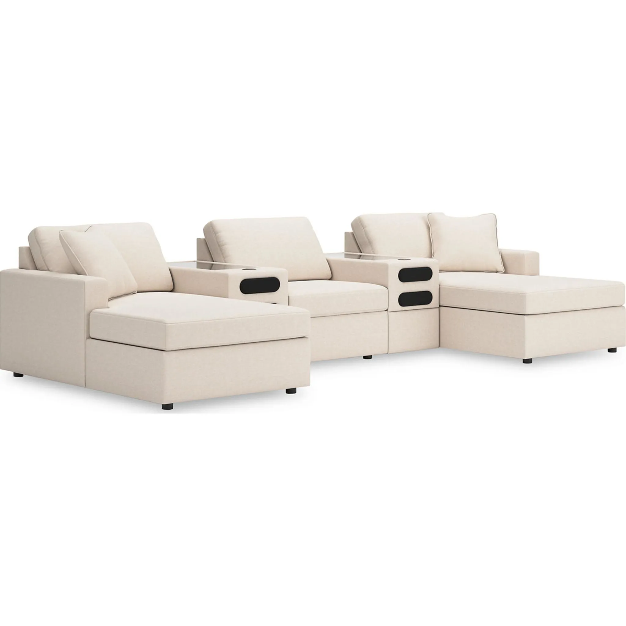 Modmax 5 Piece Modular Sectional Double Chaise with Audio Consoles