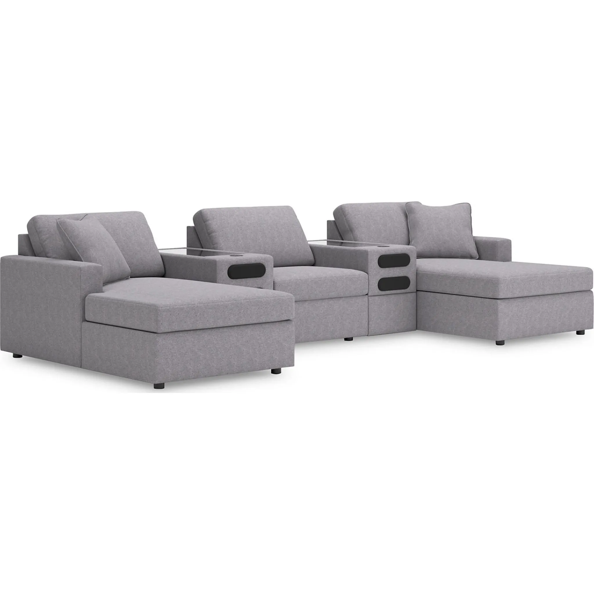 Modmax 5 Piece Modular Sectional Double Chaise with Audio Consoles