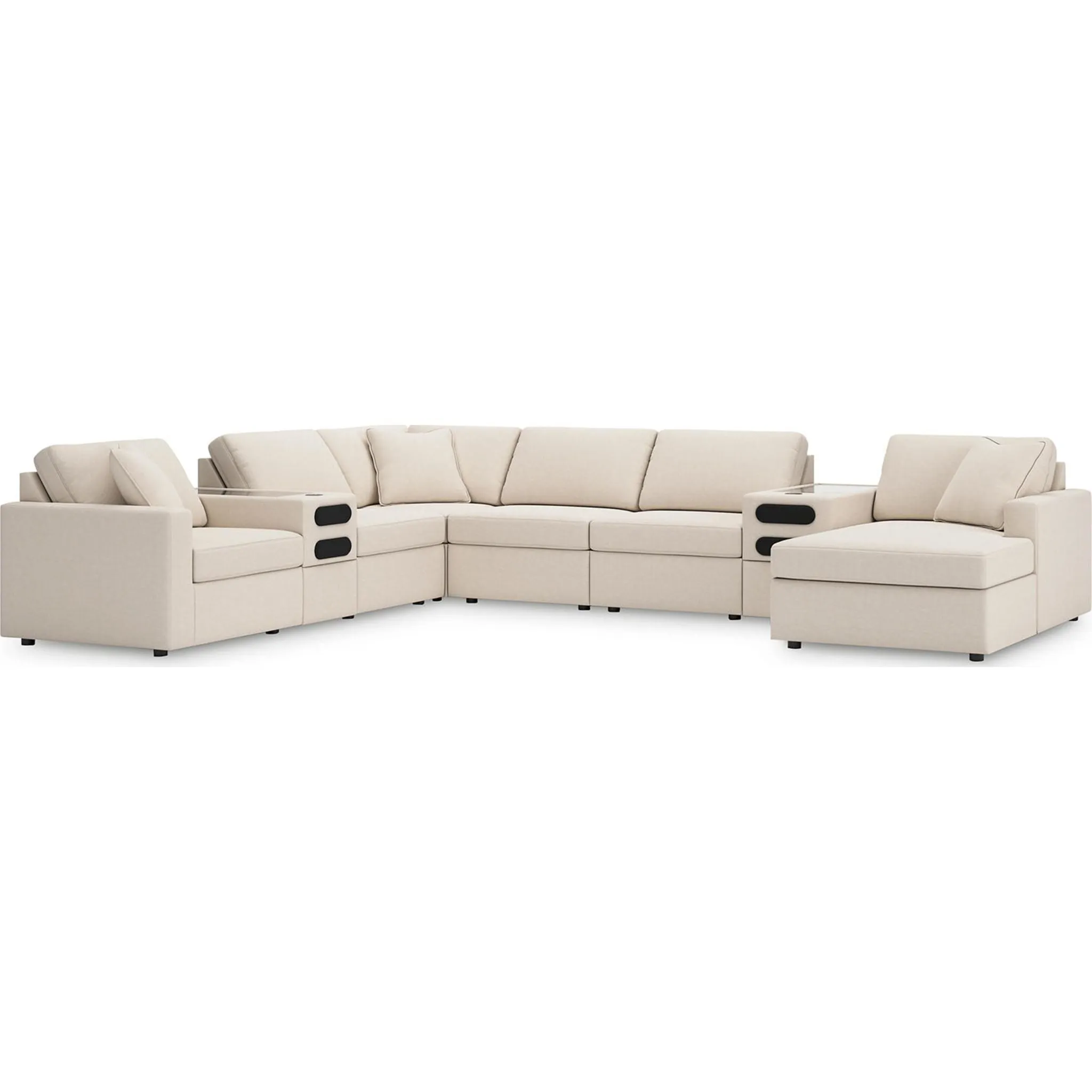 Modmax 8 Piece Modular Sectional with Chaise and Audio Consoles