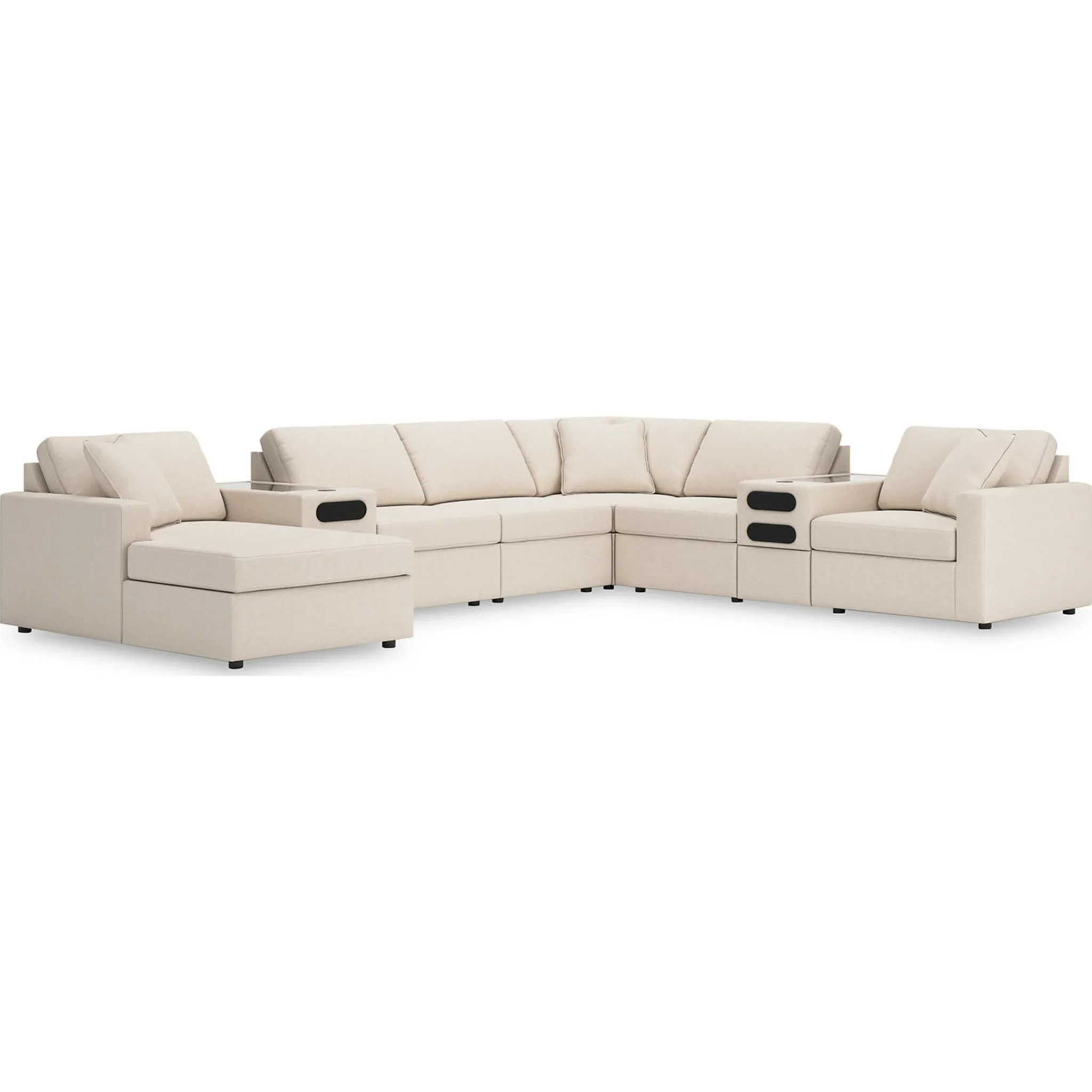 Modmax 8 Piece Modular Sectional with Chaise and Audio Consoles