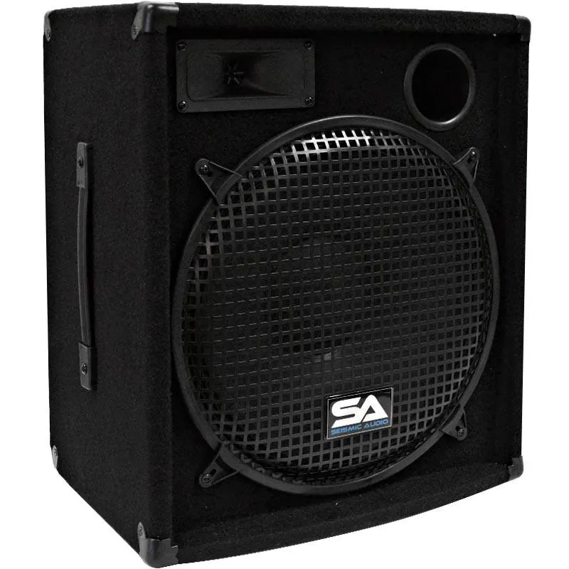 Pair of 15" Compact DJ / PA Speaker Cabinets and Tripod Stands