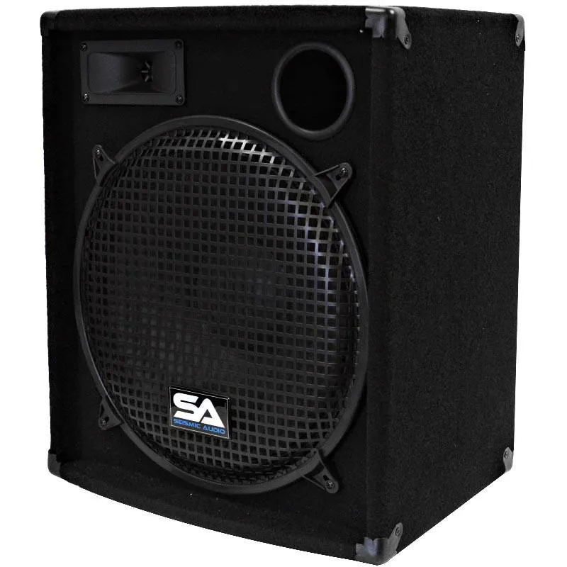 Pair of 15" Compact DJ / PA Speaker Cabinets and Tripod Stands