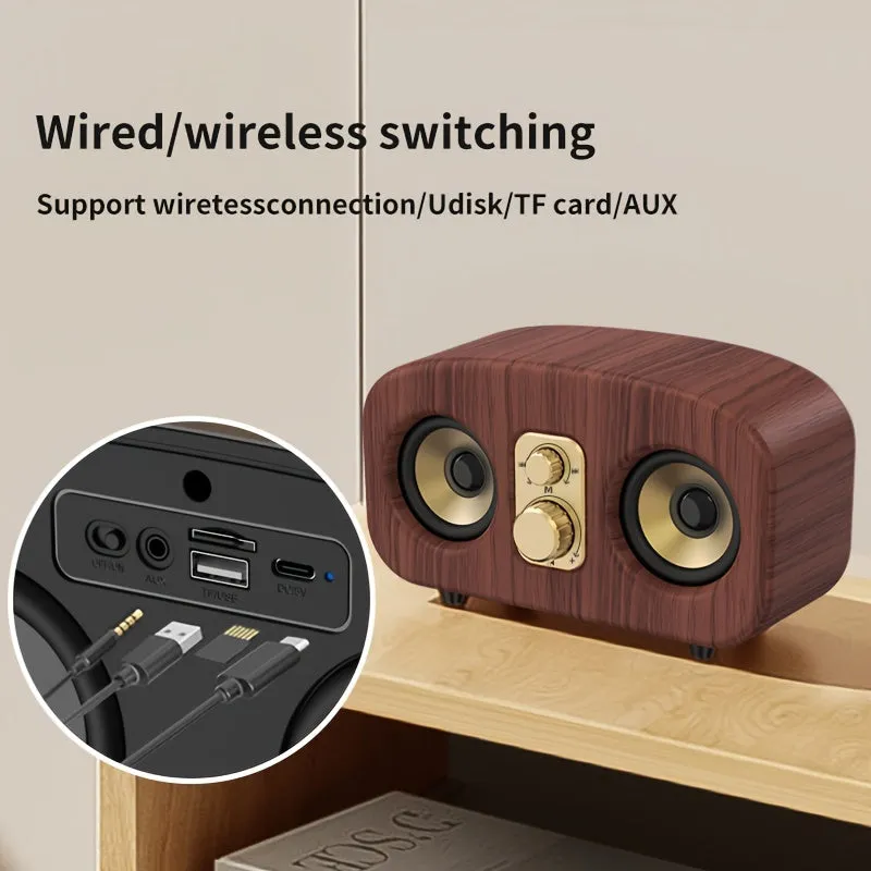 Portable Wireless Speakers, Subwoofer Music Player, High-Definition Surround Sound, Deeper Bass, Long Standby, Portable Speakers for Home, Outdoor, Office, Gifts. (Wooden Grain)