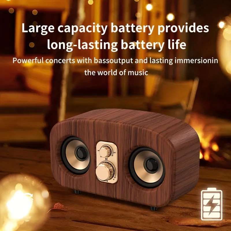 Portable Wireless Speakers, Subwoofer Music Player, High-Definition Surround Sound, Deeper Bass, Long Standby, Portable Speakers for Home, Outdoor, Office, Gifts. (Wooden Grain)