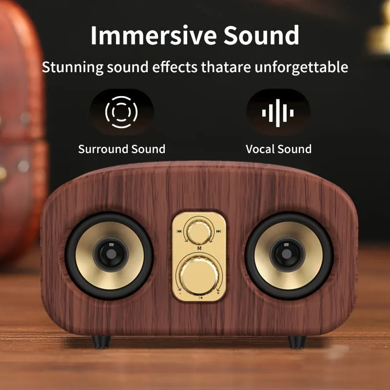 Portable Wireless Speakers, Subwoofer Music Player, High-Definition Surround Sound, Deeper Bass, Long Standby, Portable Speakers for Home, Outdoor, Office, Gifts. (Wooden Grain)