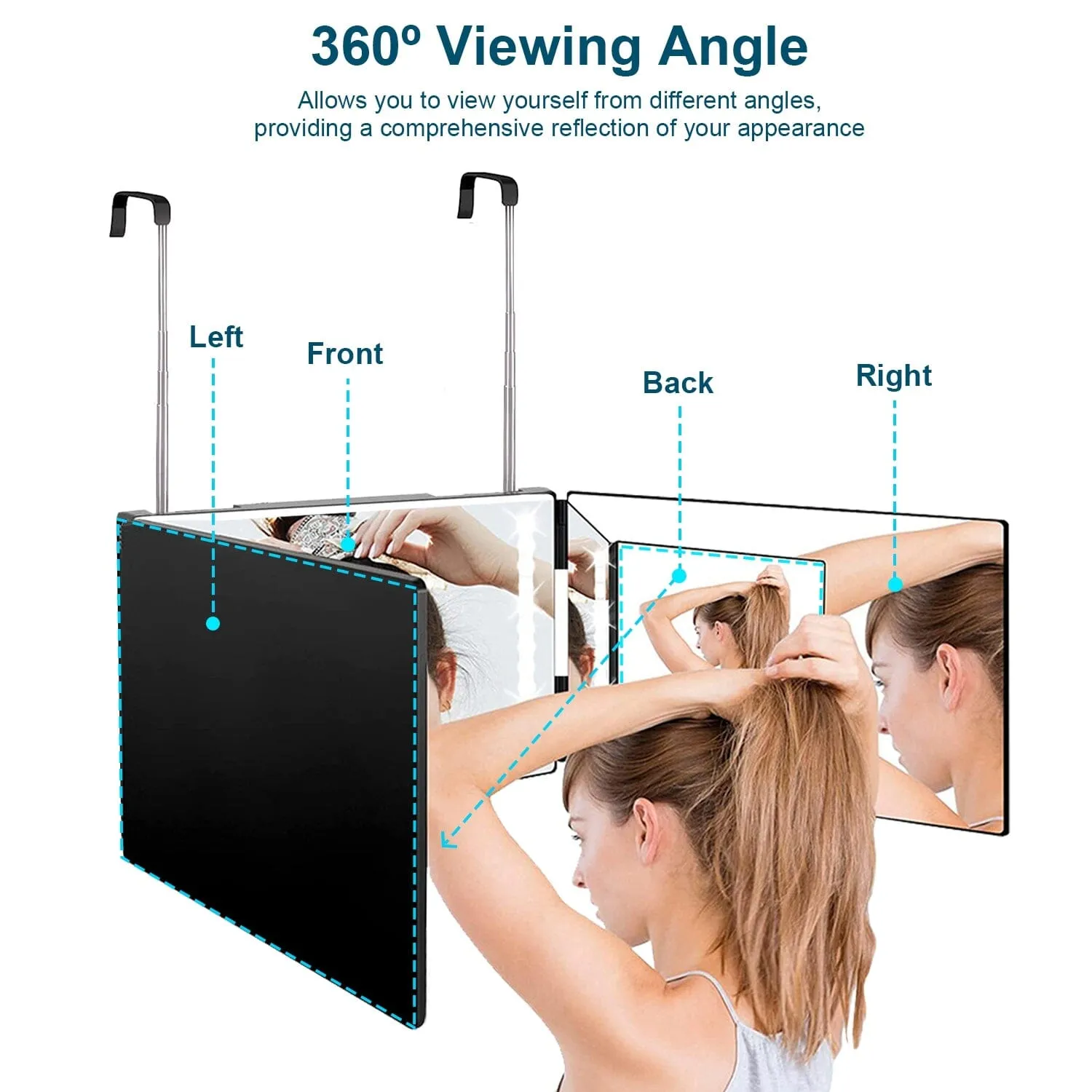 Tri-Fold Mirror with Telescopic Hanger