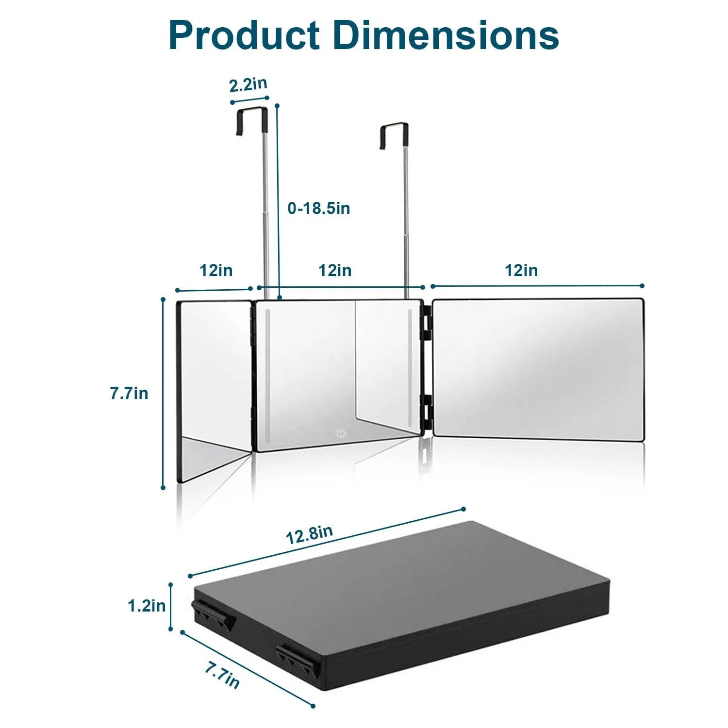 Tri-Fold Mirror with Telescopic Hanger