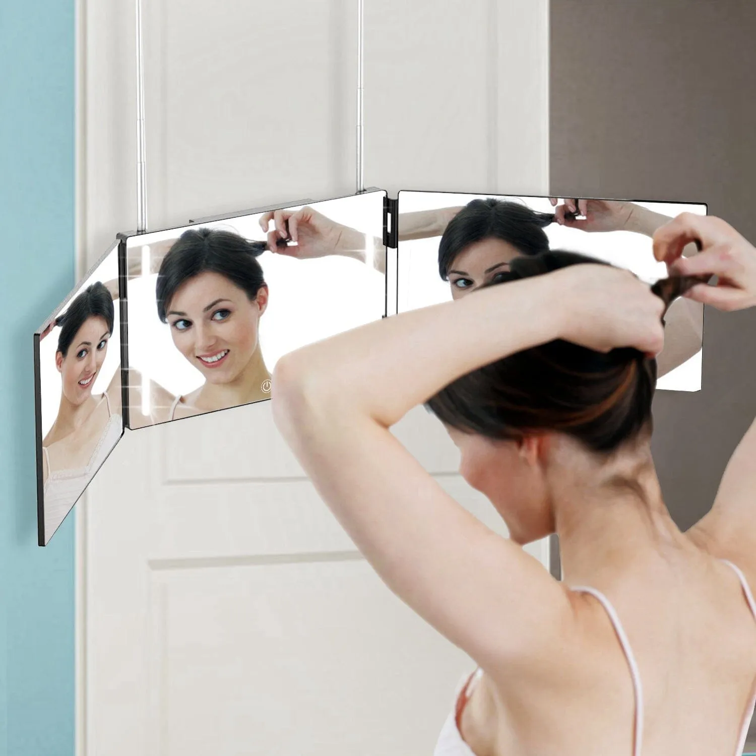 Tri-Fold Mirror with Telescopic Hanger